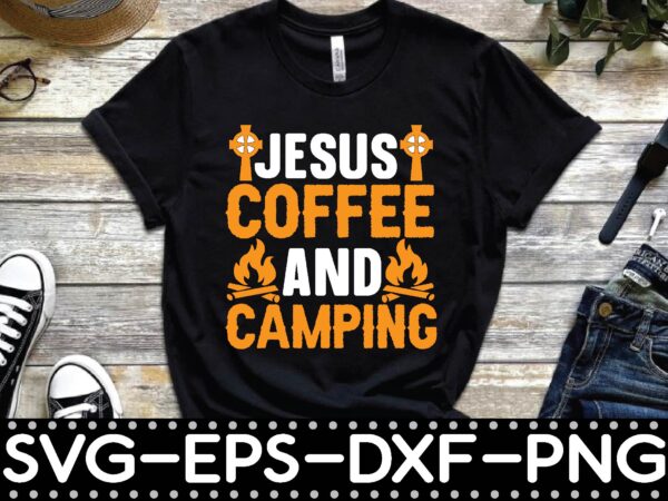 Jesus coffee and camping vector clipart