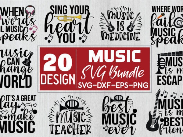 Music svg bundle t shirt designs for sale