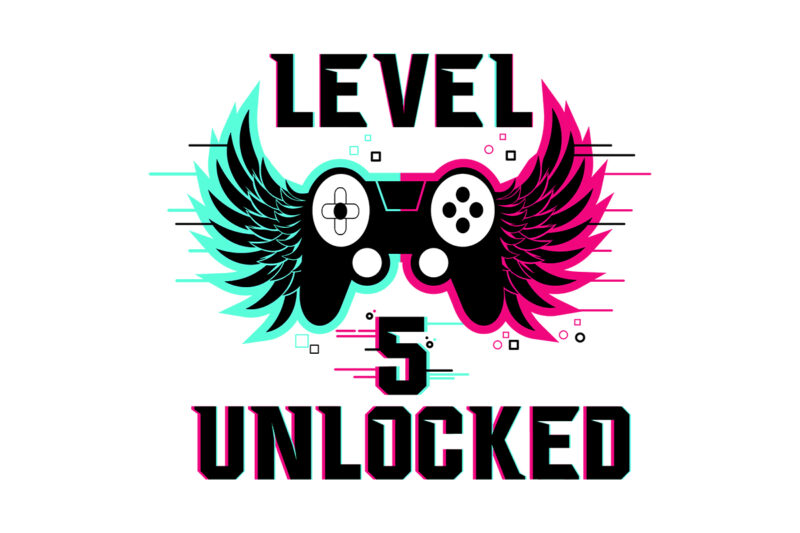 Level 5 Unlocked Typography T-shirt