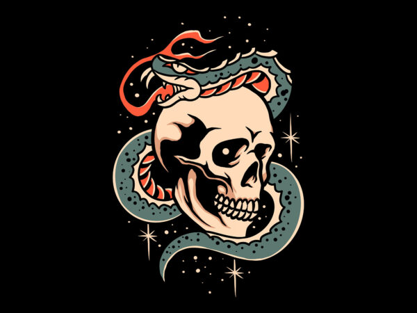 Snake and skull t shirt template vector