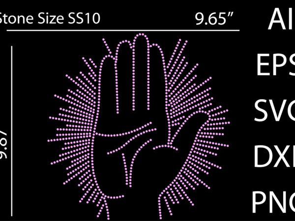 Printable rhinestone hand t-shirt design