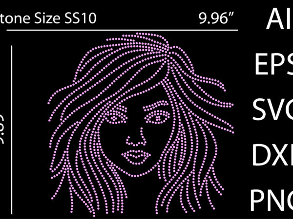 Printable rhinestone afro hair girl t-shirt design