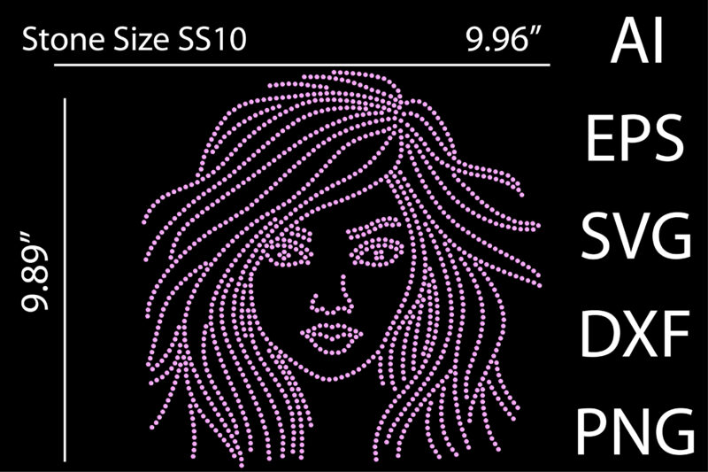 Printable Rhinestone Afro Hair Girl T-Shirt Design