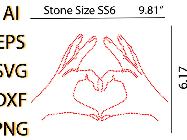 Rhinestone heart shape with hand t shirt design online