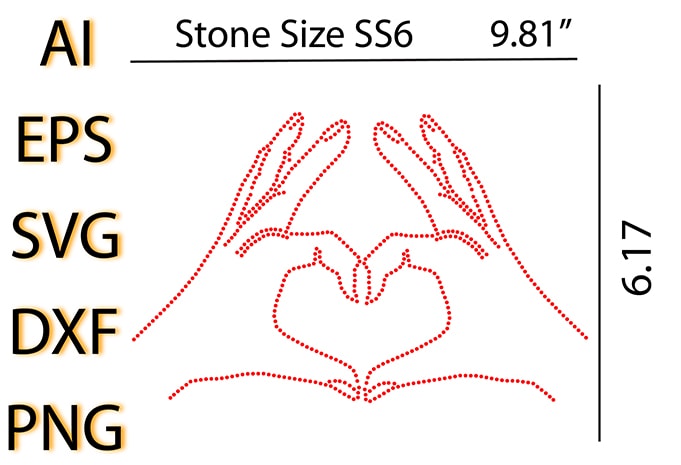 Rhinestone heart Shape with Hand