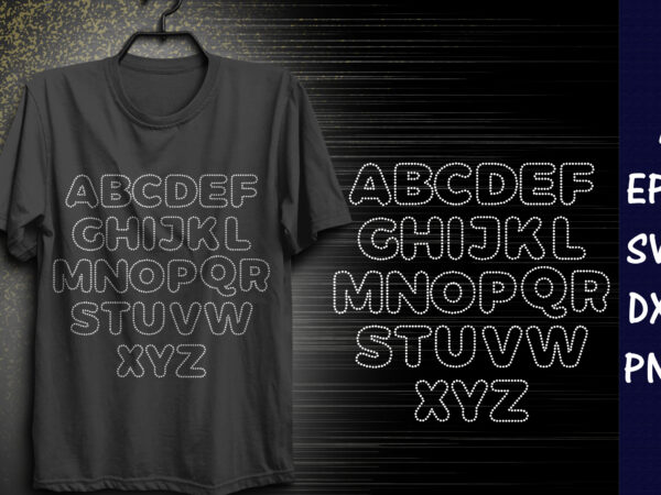 Alphabet rhinestone t-shirt design print template