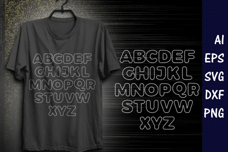 Alphabet Rhinestone T-shirt design Print Template