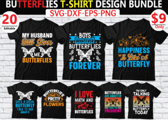Butterflies t-shirt design bundle
