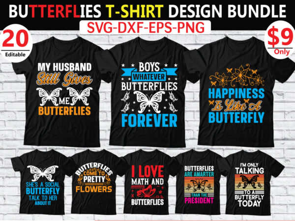 Butterflies t-shirt design bundle