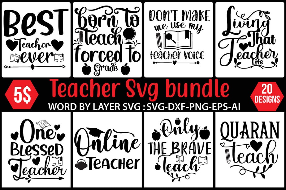 Teacher Svg Bundle - Buy t-shirt designs