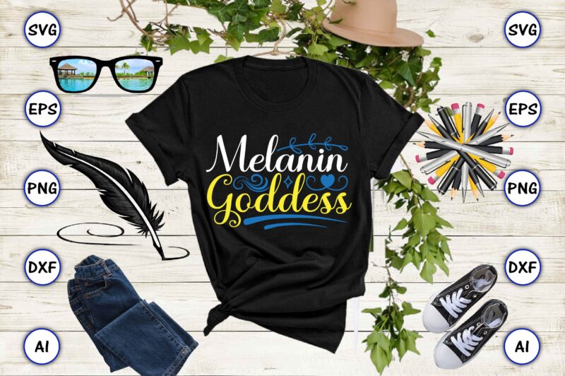 Melanin goddess PNG & SVG vector t-shirt Design for best sale t-shirt design, trending t-shirt design, vector illustration for commercial use