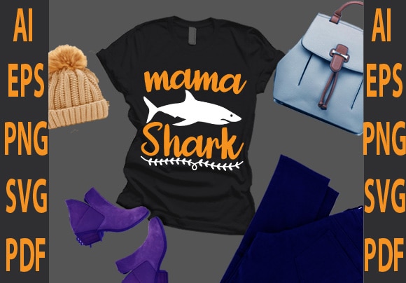 Mama shark t shirt designs for sale