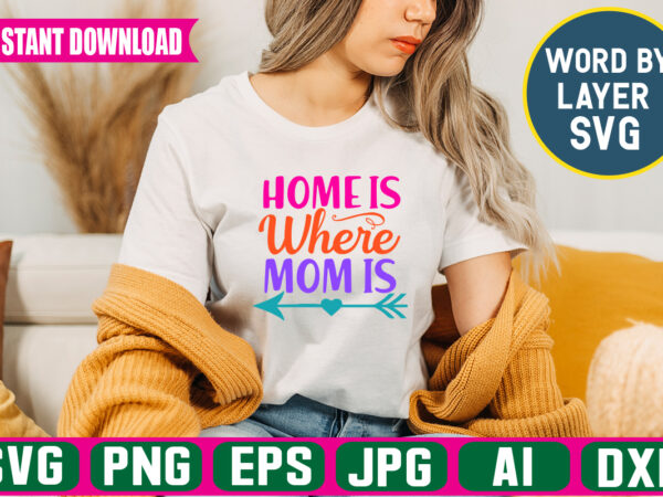 Home is where mom is svg vector t-shirt design
