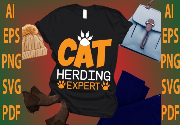 Cat herding expert t shirt vector file