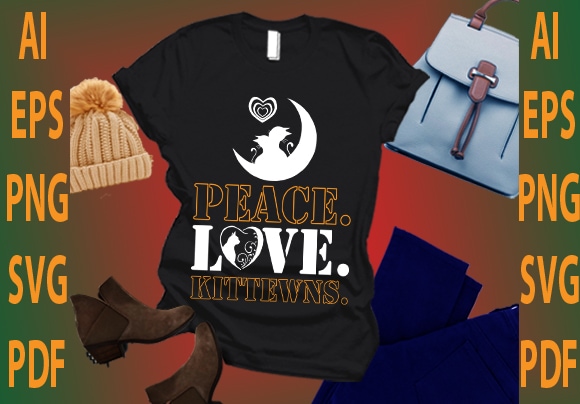 Prace. love . kittewns. t shirt illustration