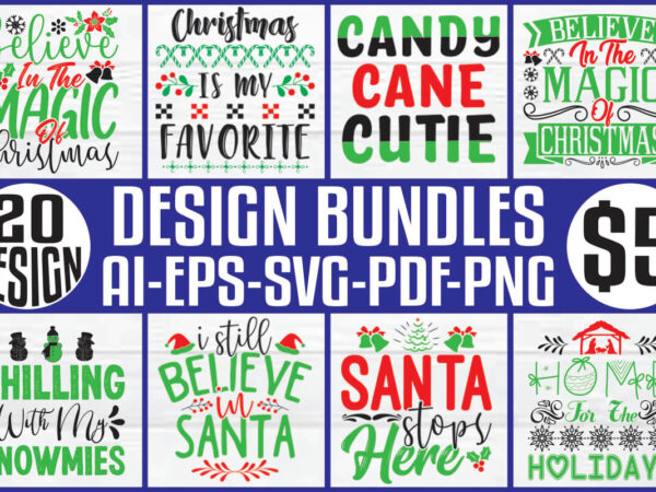 Christmas t-shirt and svg design bundle