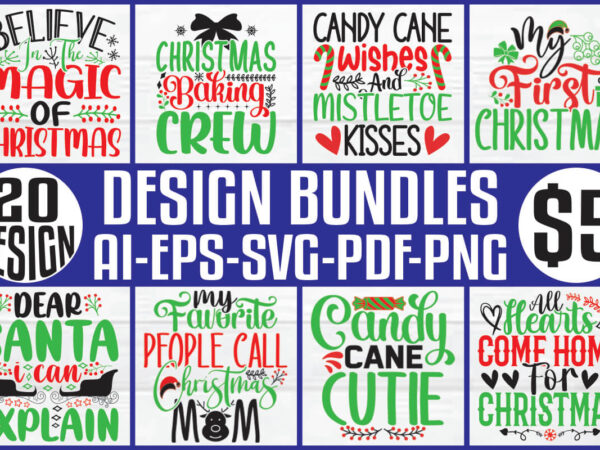 Christmas t-shirt and svg design bundle