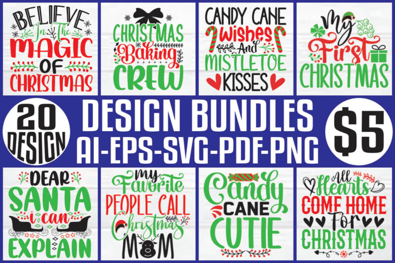 Christmas T-shirt And SVG Design Bundle