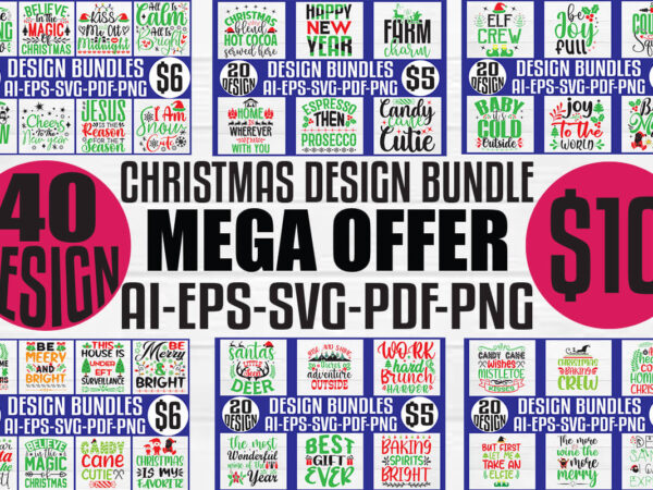 Christmas t-shirt and svg design bundle