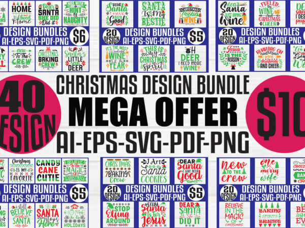 Christmas t-shirt and svg design bundle