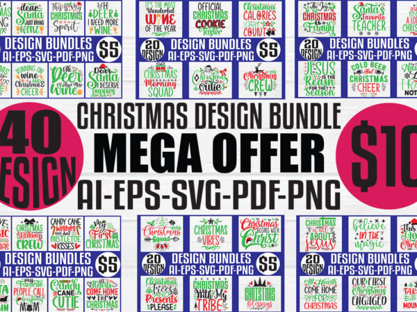 Christmas t-shirt and svg design bundle