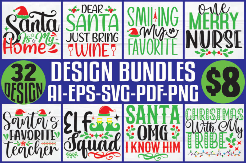 Christmas T-shirt And SVG Design Bundle