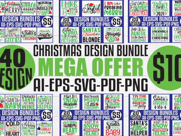 Christmas t-shirt and svg design bundle