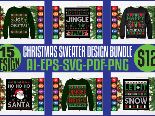 Christmas sweater and t-shirt design bundle