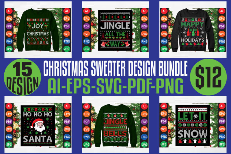 Christmas Sweater And T-shirt Design Bundle