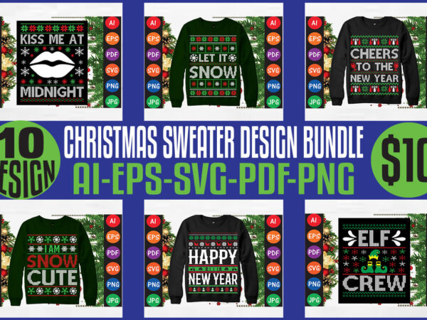 Christmas sweater and t-shirt design bundle