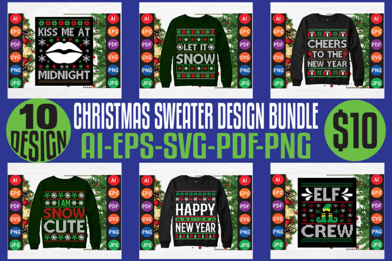 Christmas Sweater And T-shirt Design Bundle