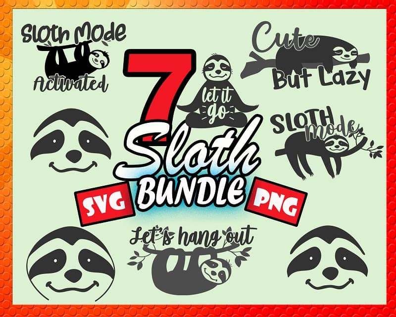 Bundle 7 Sloth SVG Bundle, Funny Cute Sloth Designs, Sloth Cut File, SVG Cut File, Commercial Use, Printable Vector, Instant Download 689314800