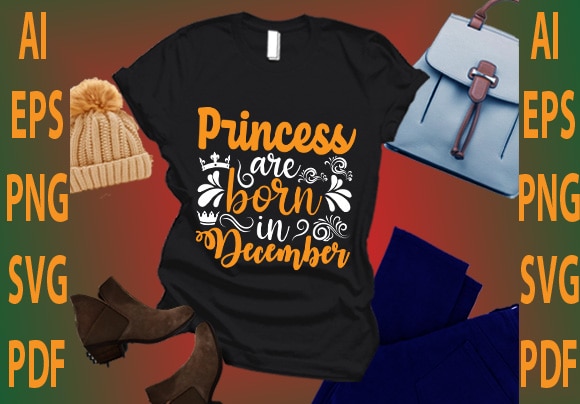 Princess are born in december t shirt illustration