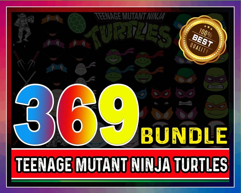 369 Teenage Mutant Ninja Turtles Bundle, Teenage Mutant Ninja Turtles Font, SVG for Cricut, SVG Silhouette Dxf, Png, Quotes File 891480330