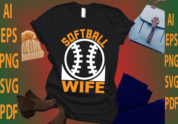 Softball wife t shirt template vector