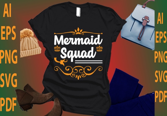 Mermaid squad t shirt designs for sale