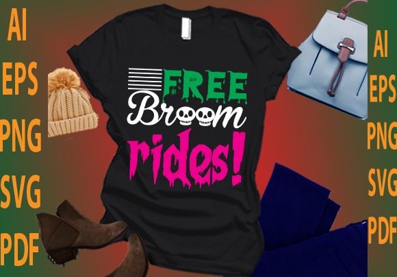 Free broom rides! t shirt graphic design