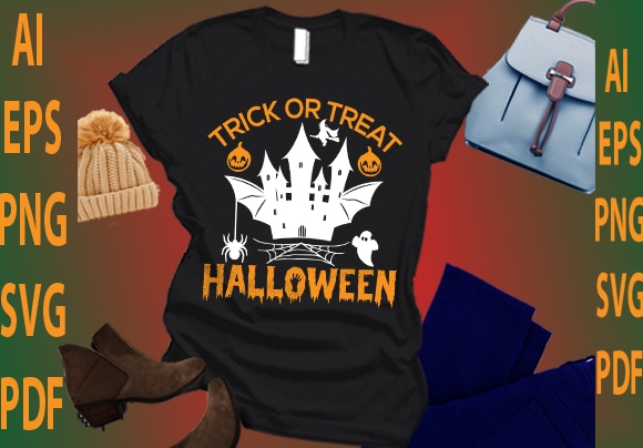 Trick or treat halloween t shirt designs for sale