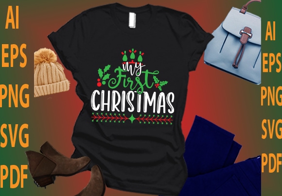 My first christmas t shirt designs for sale