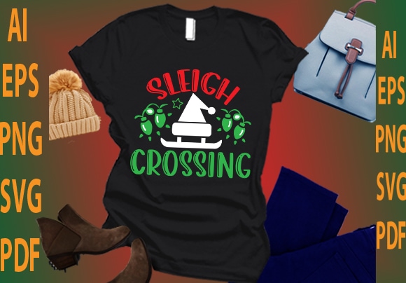 Sleigh crossing t shirt template vector