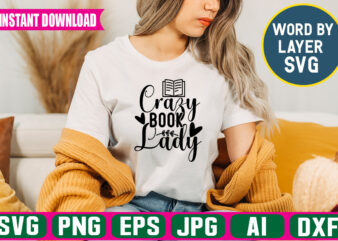 Crazy Book Lady Svg Vector T-shirt Design