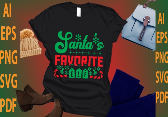 Santa’s favorite elf t shirt template vector