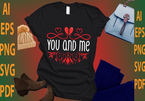 You and me t shirt design template