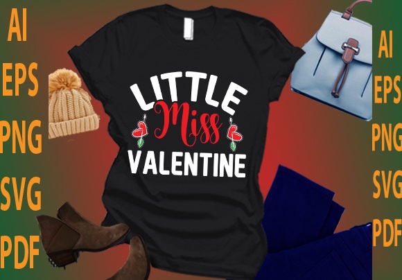 Little miss valentine t shirt vector graphic