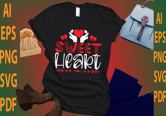 Sweet heart t shirt template vector