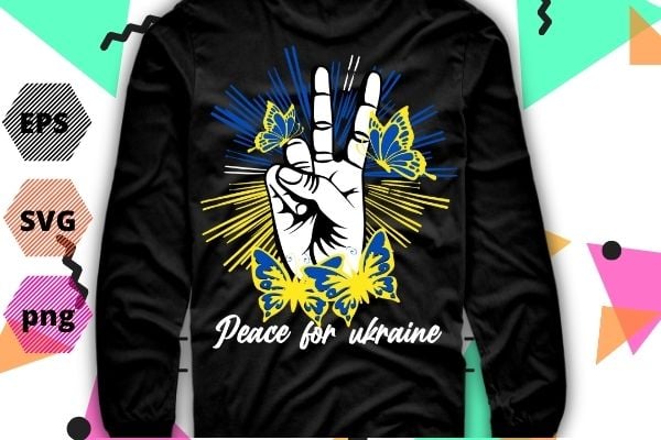 Peace for ukraine, no war, ukraine flag, ukraine flag butterfly tee shirt design svg