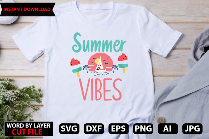 Summer Vibes t-shirt design,Hello Summer Tshirt Design, png download, t shirt graphic, png download, digital download, sublimation