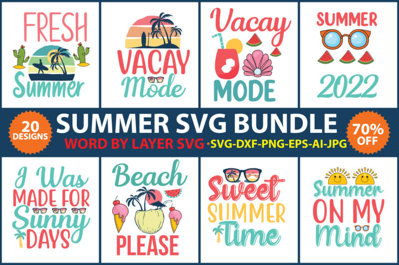 Summer t-shirt design bundle,summer vector t-shirt design,Summer SVG, Summer Bundle , Summer Silhouette, Beach SVG ,Png Dxf Eps Jpg,Summer Beach Bundle SVG, Beach Svg Bundle, Summertime, Funny Beach Quotes Svg,