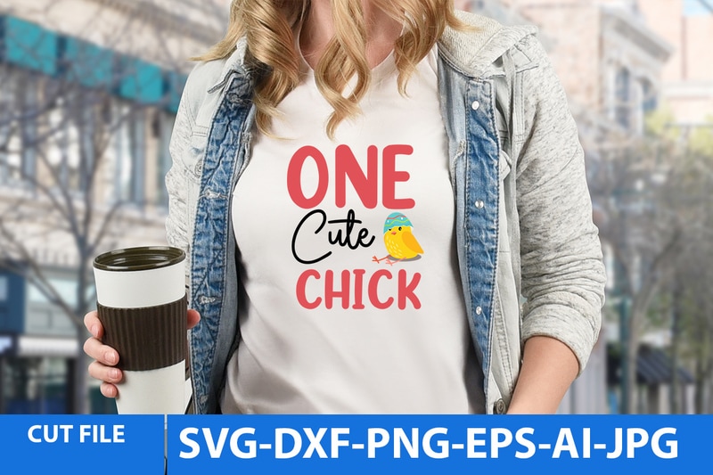 One Cute Chick T Shirt Design,One Cute Chick Svg Cut File - Buy t-shirt ...