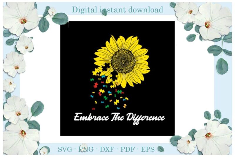 Autism Awareness Sunflower Puzzle Embrace Ther Difference Diy Crafts Svg Files For Cricut, Silhouette Sublimation Files, Cameo Htv Print